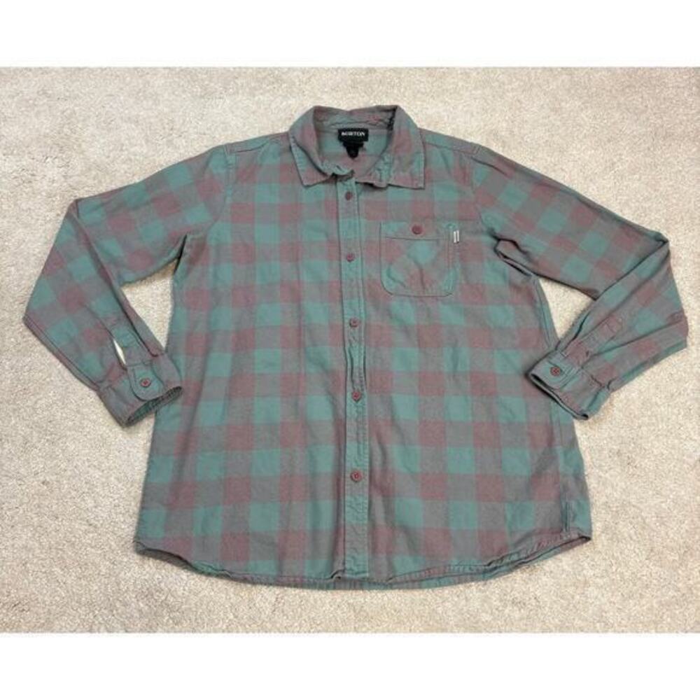 Burton Grace Long Sleeve Flannel Button Down Shirt Trellis Heather Plaid Size M